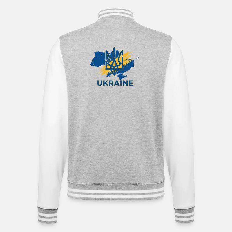 Impression du logo Trident Wave Ukraine - Veste Teddy - gris chiné / blanc