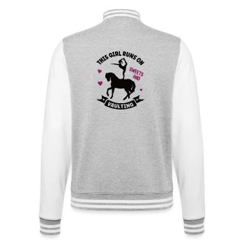 Voltige Chevaux Volti Voltige Saut équestre - Veste Teddy - gris chiné / blanc - Dos - Marisol (170cm)