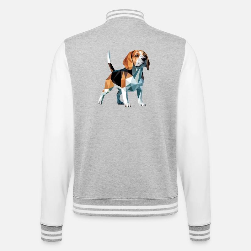 Bulldog - Cool Low Poly Logo - College Sweat Jacket - heather grey/white