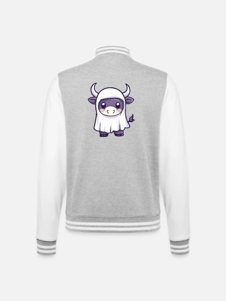 Bull Halloween Ghost - College Sweat Jacket - heather grey/white