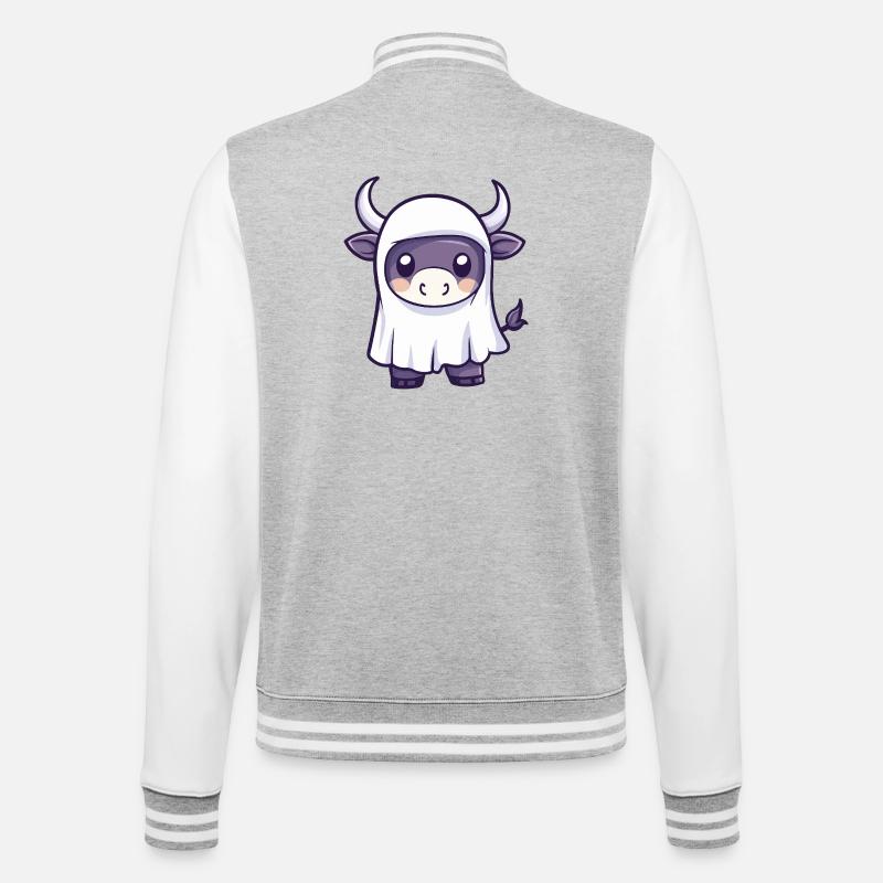 Stier Halloween Geist - College-Sweatjacke - Grau meliert/Weiß