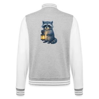 Raccoon with Lantern – Winter Design - College Sweat Jacket - heather grey/white - Back - Marisol (170cm)