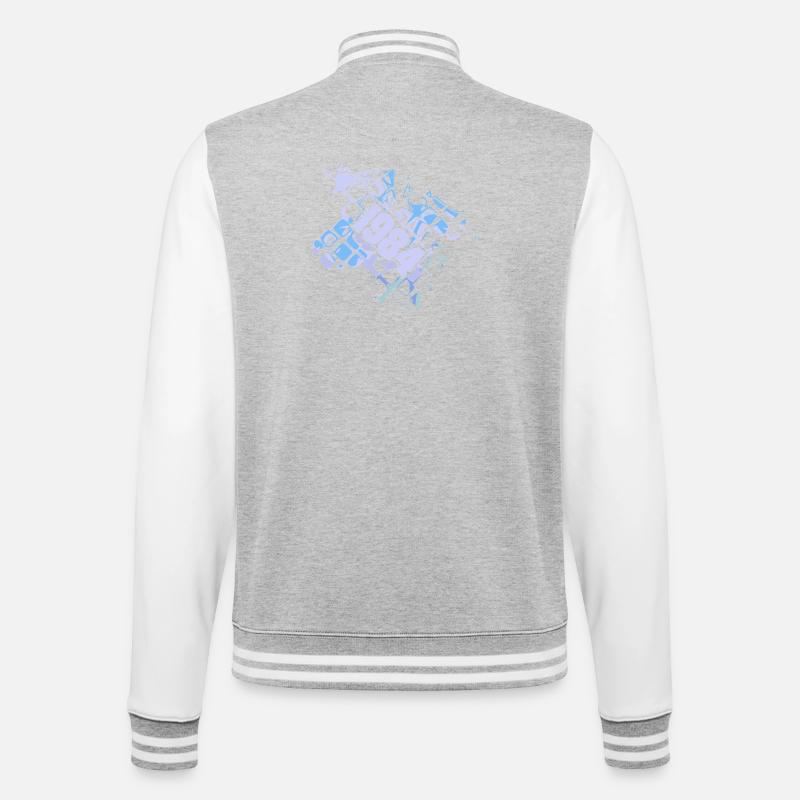 Computer 1984 - College-Sweatjacke - Grau meliert/Weiß