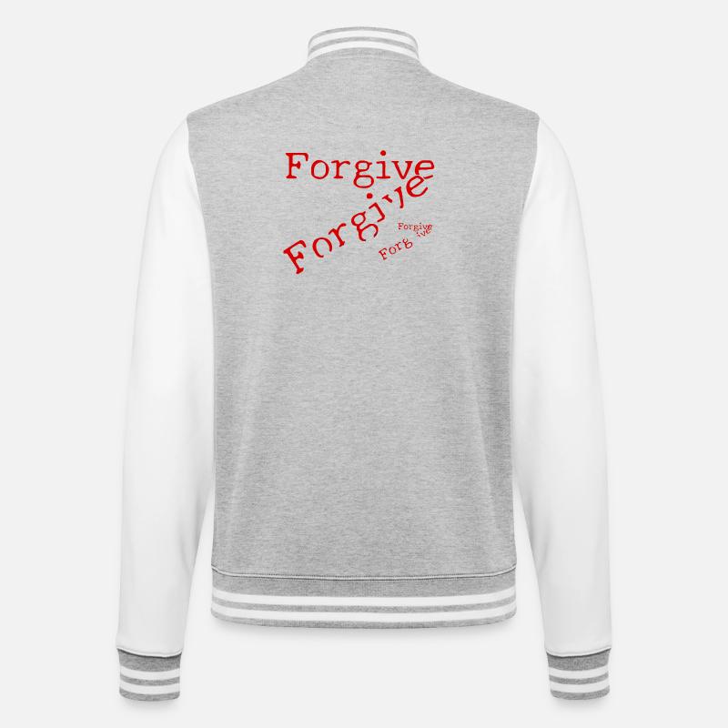 Le pardon en typographie rouge - Veste Teddy - gris chiné / blanc