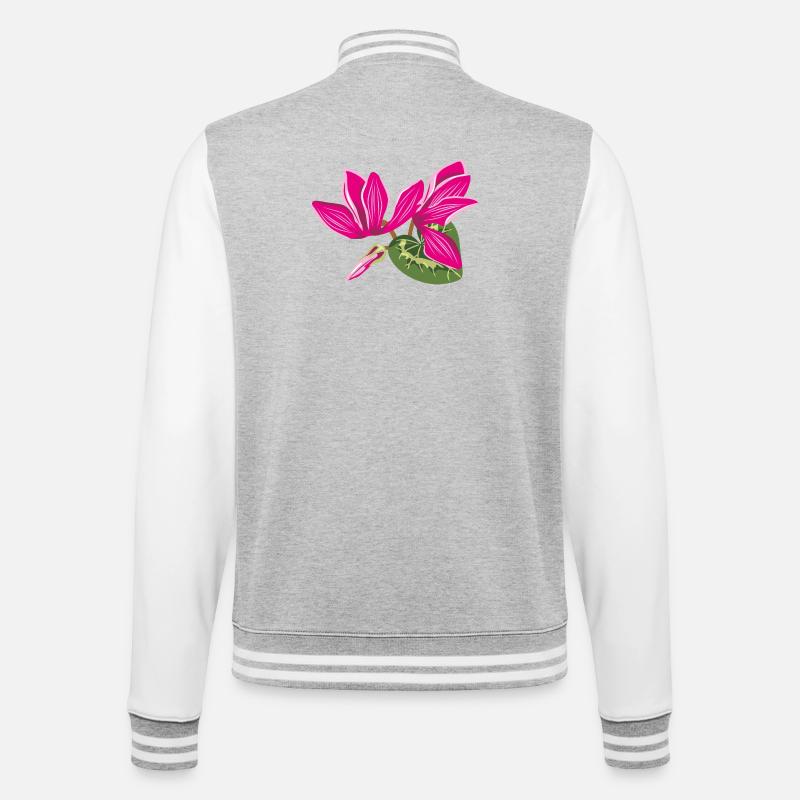 Bouquet de fleurs de cyclamens - Veste Teddy - gris chiné / blanc