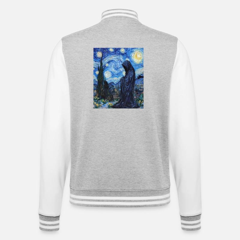 Fantôme Van Gogh Style Nuit étoilée - Veste Teddy - gris chiné / blanc
