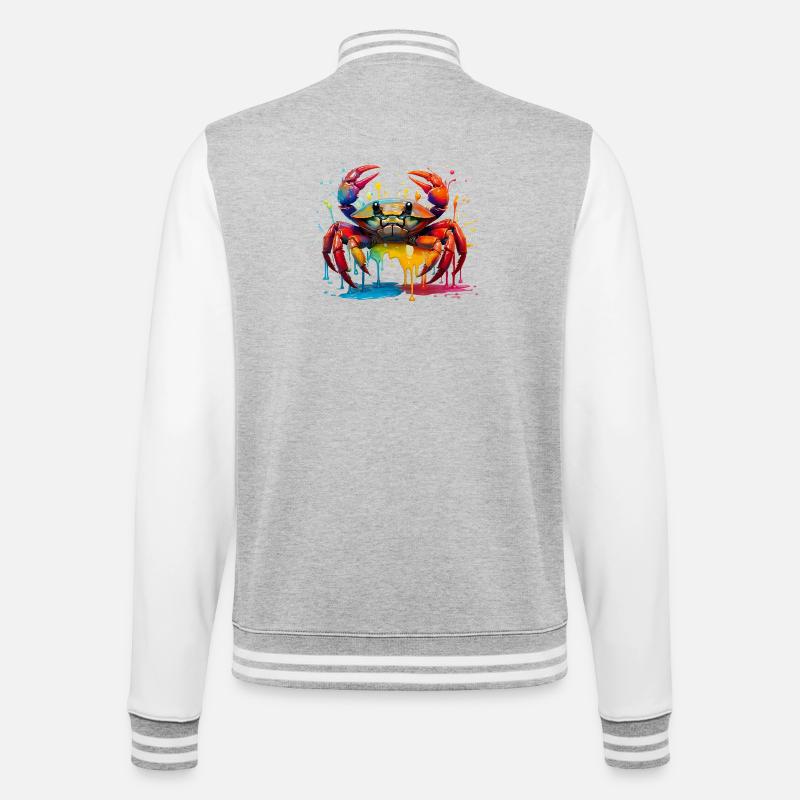 Farbexplosion Krabbenkunst - College-Sweatjacke - Grau meliert/Weiß