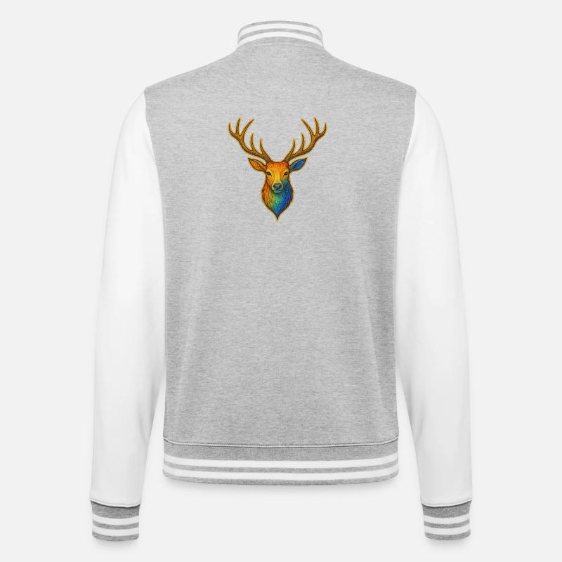 Rainbow deer with gold frame - College Sweat Jacket - heather grey/white