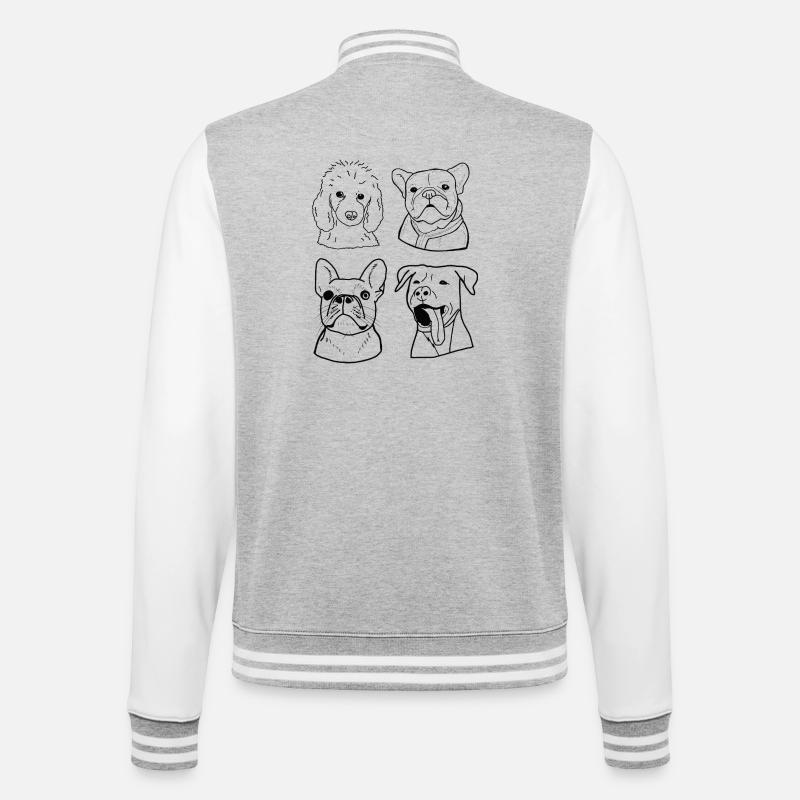 Chiens - Veste Teddy - gris chiné / blanc