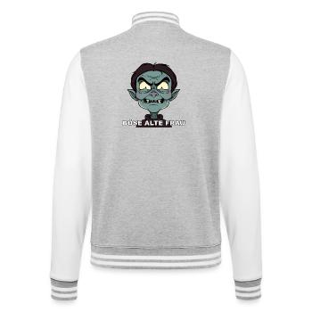 Böse Alte Frau Cartoon - College-Sweatjacke - Grau meliert/Weiß - Hinten - Marisol (170cm)