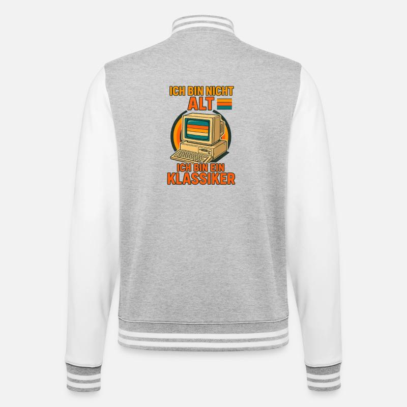 Retro Computer Klassiker - College-Sweatjacke - Grau meliert/Weiß