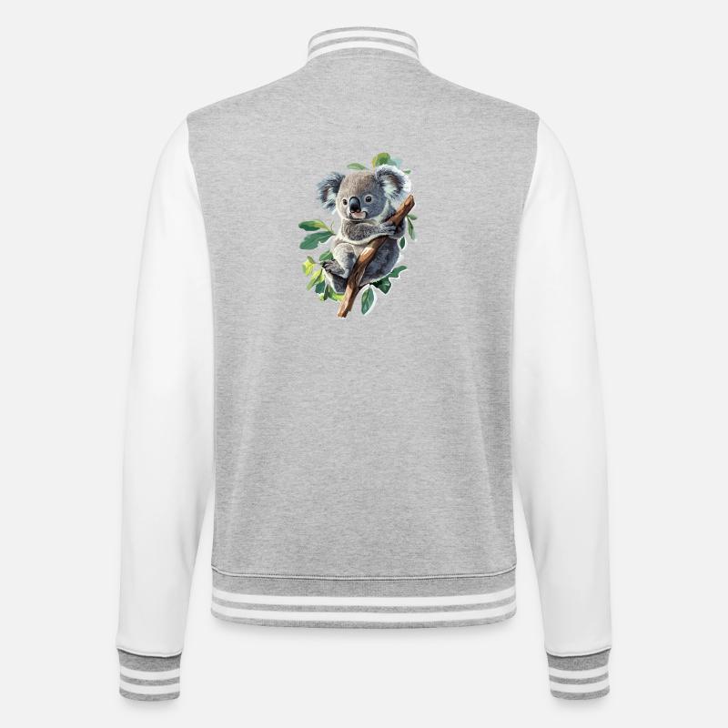 Koala - College-Sweatjacke - Grau meliert/Weiß