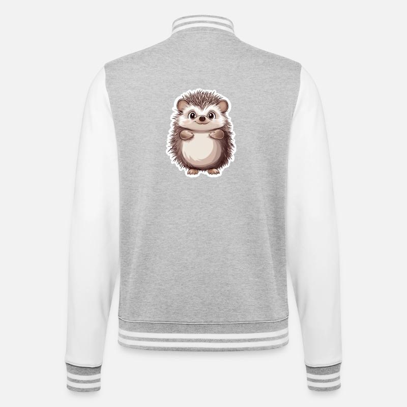 Igel - College-Sweatjacke - Grau meliert/Weiß