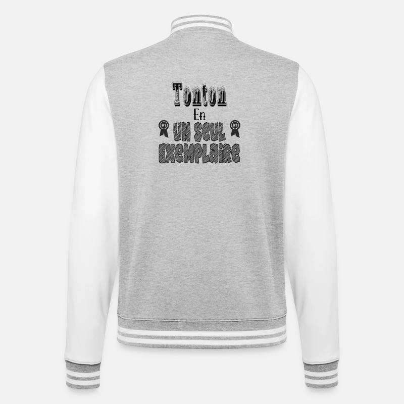 Tonton in einem Exemplar - College-Sweatjacke - Grau meliert/Weiß