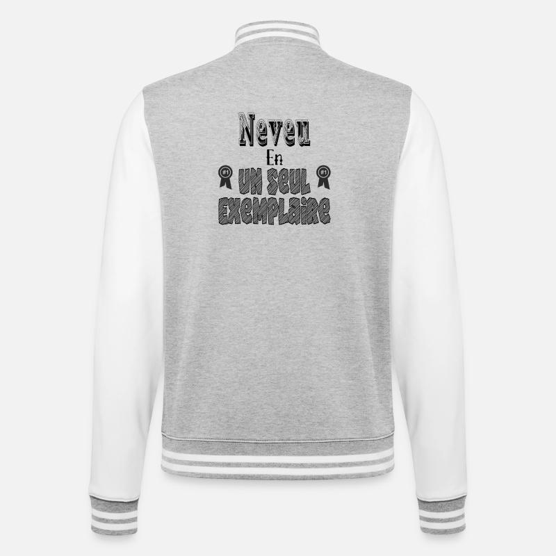 Neffe in einer Kopie - College-Sweatjacke - Grau meliert/Weiß
