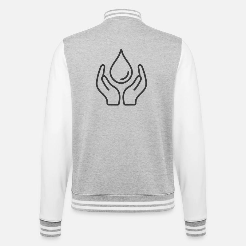 Hands Protecting Water Drop Icon Logo - College Sweat Jacket - heather grey/white