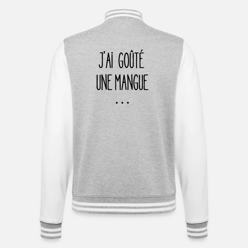 Ich habe eine Mango probiert - College-Sweatjacke - Grau meliert/Weiß