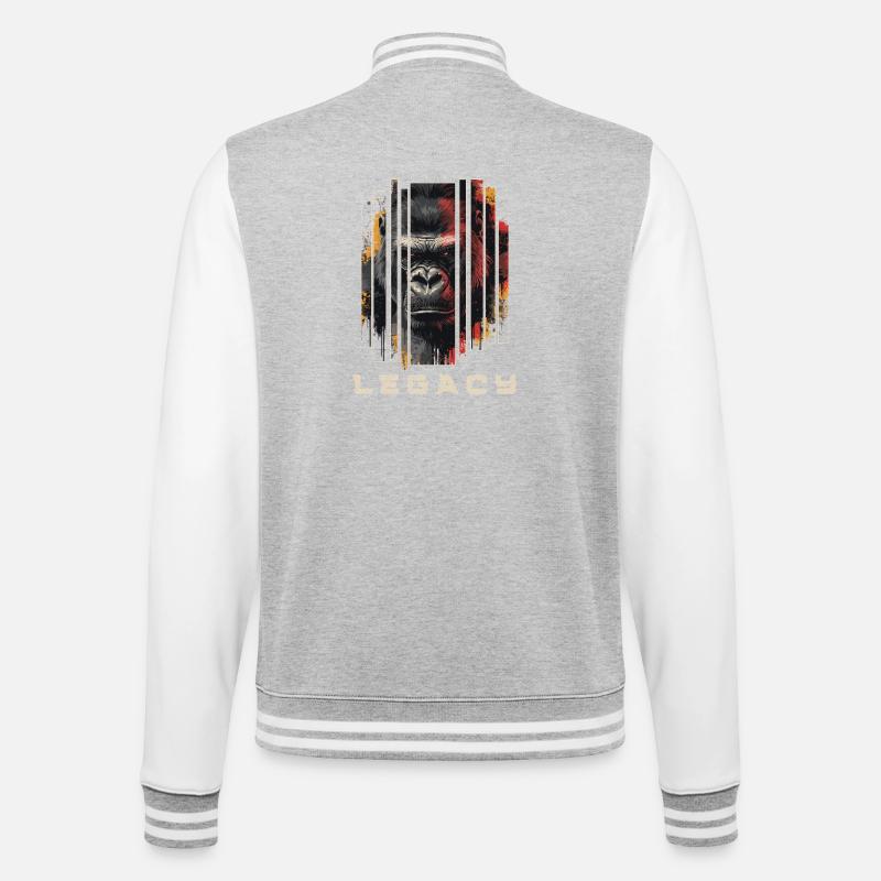 LEGACY - Gorilla Kunst Design - College-Sweatjacke - Grau meliert/Weiß