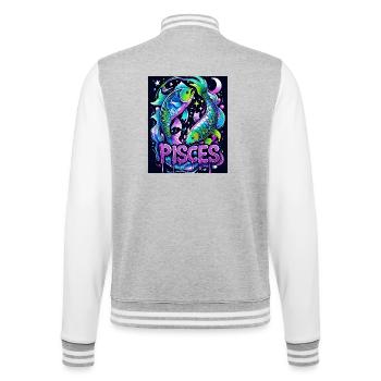 Pisces - College Sweat Jacket - heather grey/white - Back - Marisol (170cm)