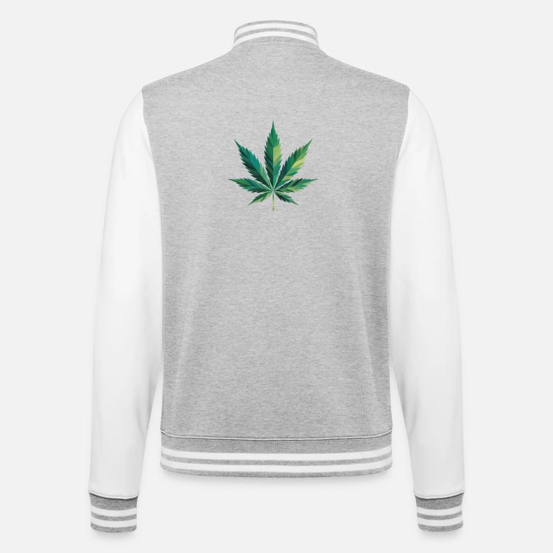 Cannabis Leaf - Funny Cannabis Memes - College Sweat Jacket - heather grey/white