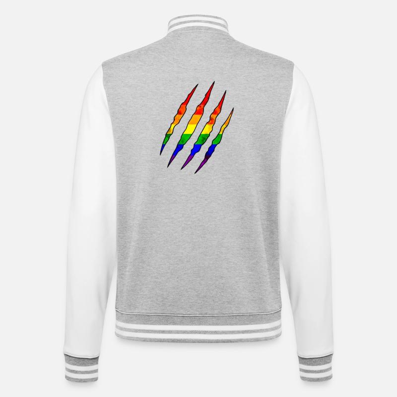 Pride Claw Rainbow Statement Scratch Trace - College Sweat Jacket - heather grey/white