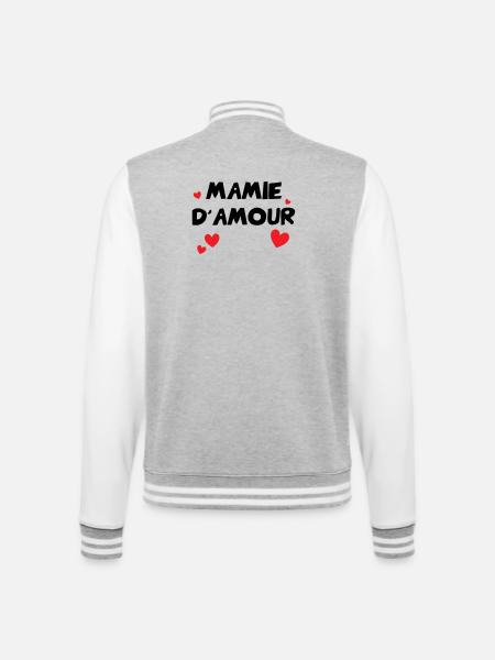 Oma der Liebe - College-Sweatjacke - Grau meliert/Weiß