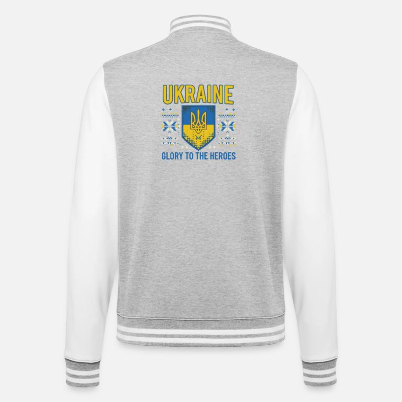 Ukraine Crest Glory Tee - College Sweat Jacket - heather grey/white