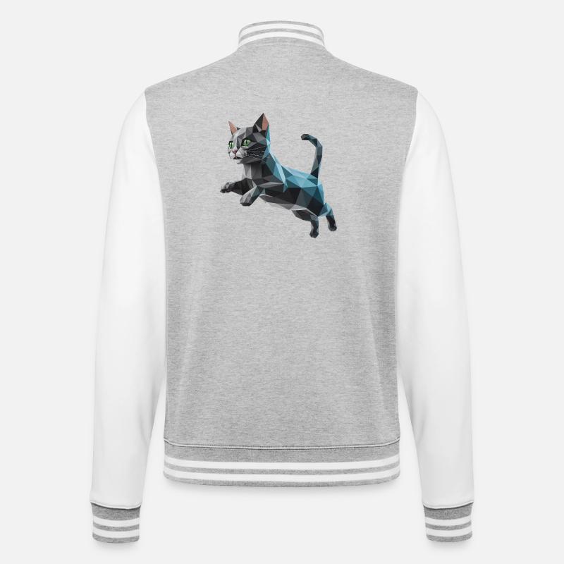Kätzchen - Cooles Low-Poly-Logo - College-Sweatjacke - Grau meliert/Weiß