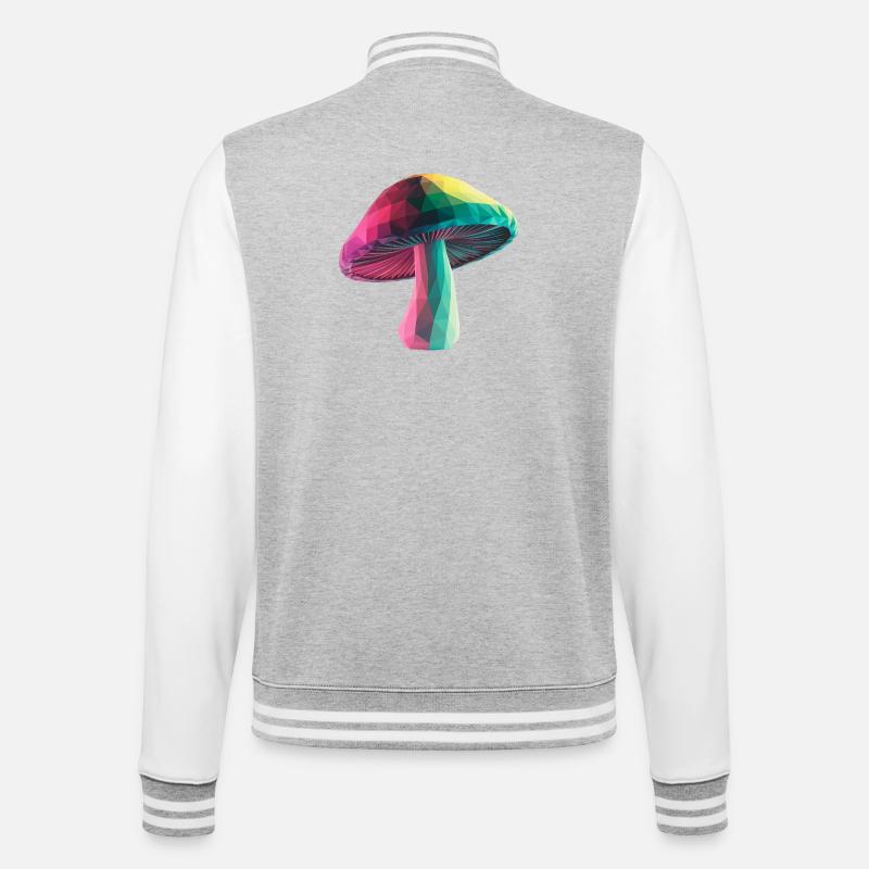 Pilz - Cooles Low-Poly-Logo - College-Sweatjacke - Grau meliert/Weiß