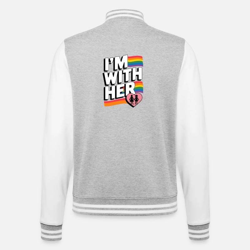 ICH BIN BEI IHR Pride Regenbogen - College-Sweatjacke - Grau meliert/Weiß