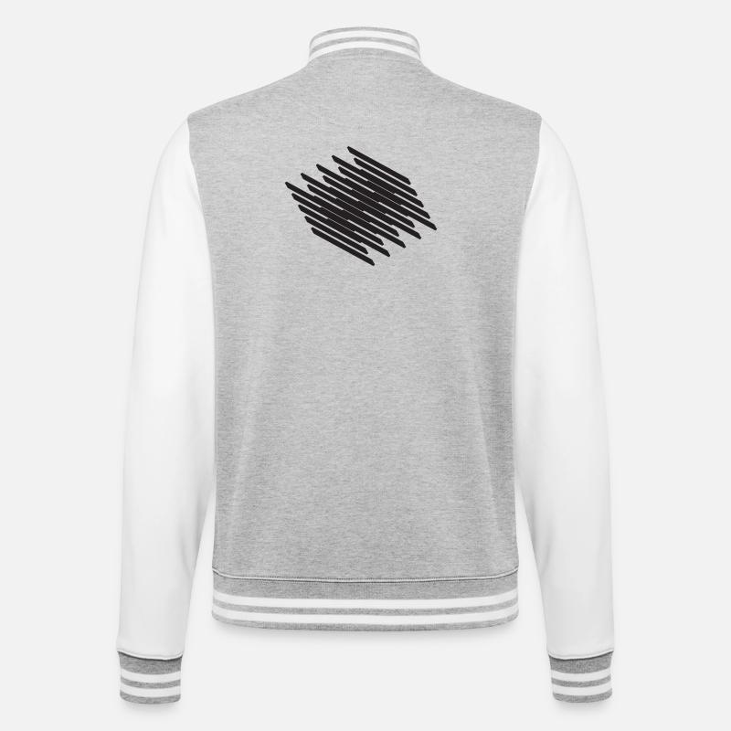 Diagonal Scribble Monochrome Pattern - College Sweat Jacket - heather grey/white