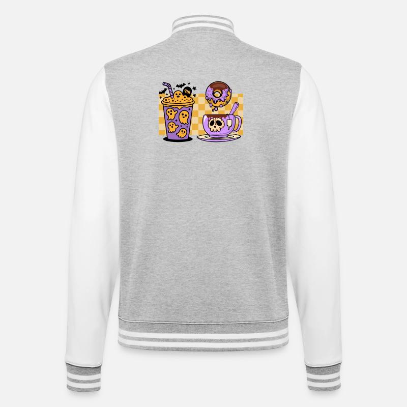 COFFEE_TIME - Veste Teddy - gris chiné / blanc
