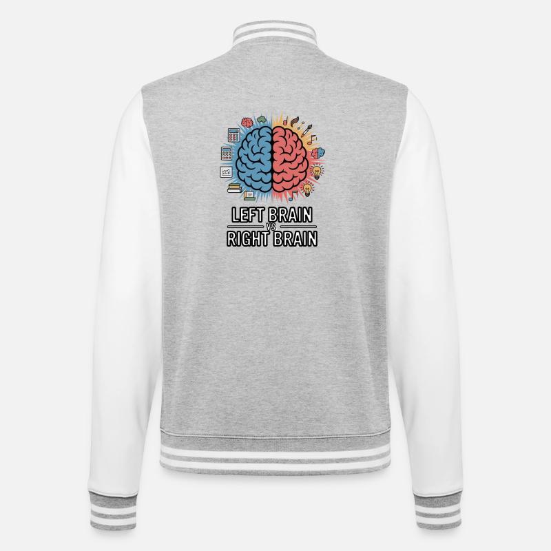 Left Brain vs Right Brain - College Sweat Jacket - heather grey/white