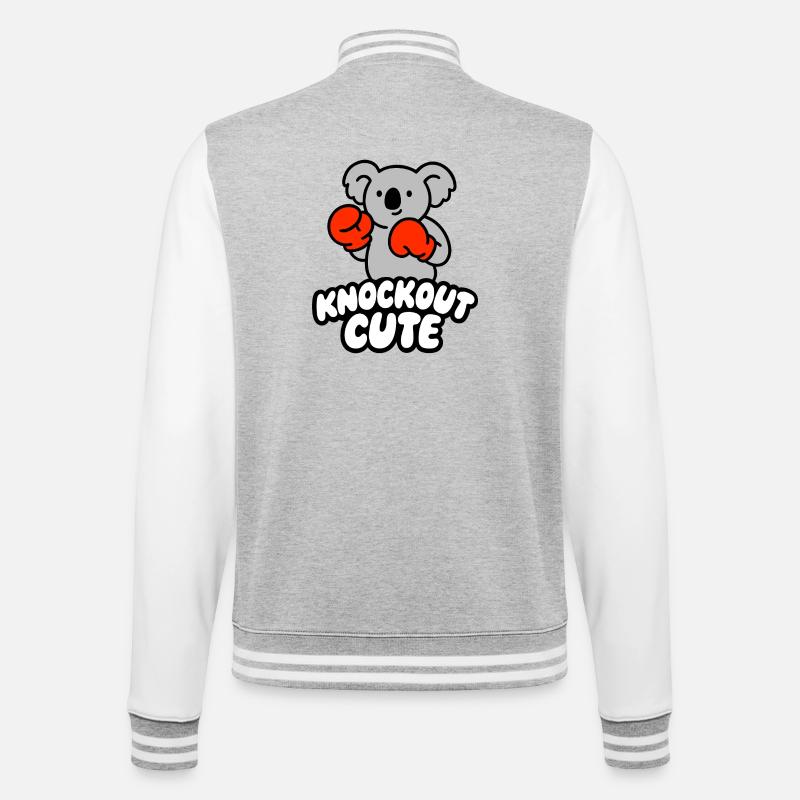 Knockout Cute Koala mit Boxhandschuhen - College-Sweatjacke - Grau meliert/Weiß