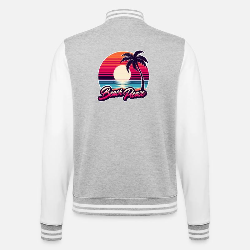 Coucher de soleil plage Beach Please - Veste Teddy - gris chiné / blanc
