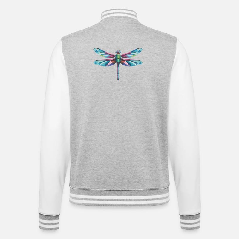 Dragonfly - Cooles Low-Poly-Logo - College-Sweatjacke - Grau meliert/Weiß