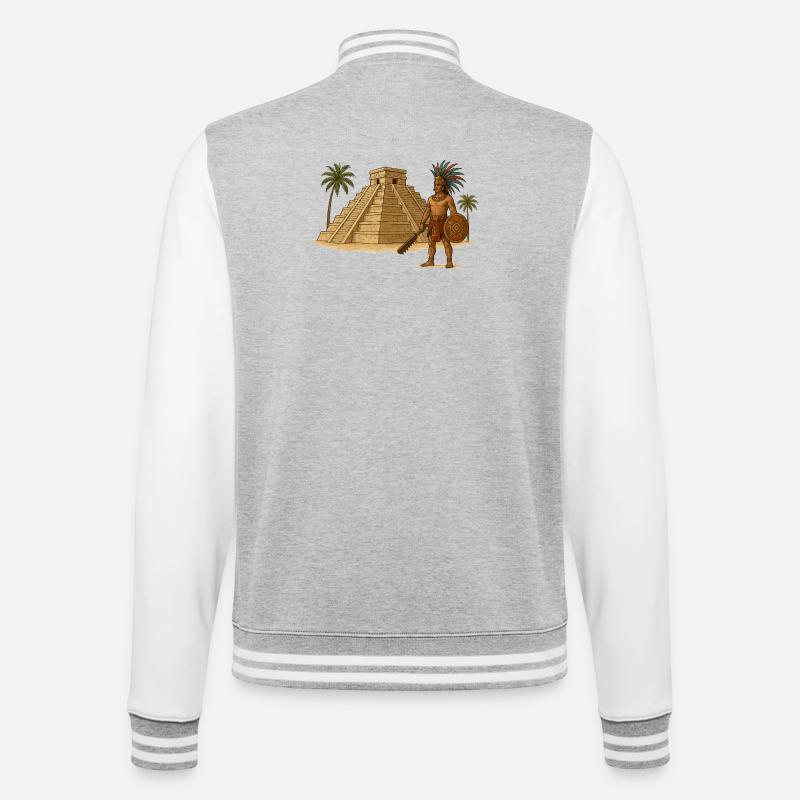 Guerrier pyramidal maya - Veste Teddy - gris chiné / blanc