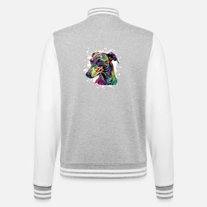 Farbexplosion Hund Portrait - College-Sweatjacke - Grau meliert/Weiß