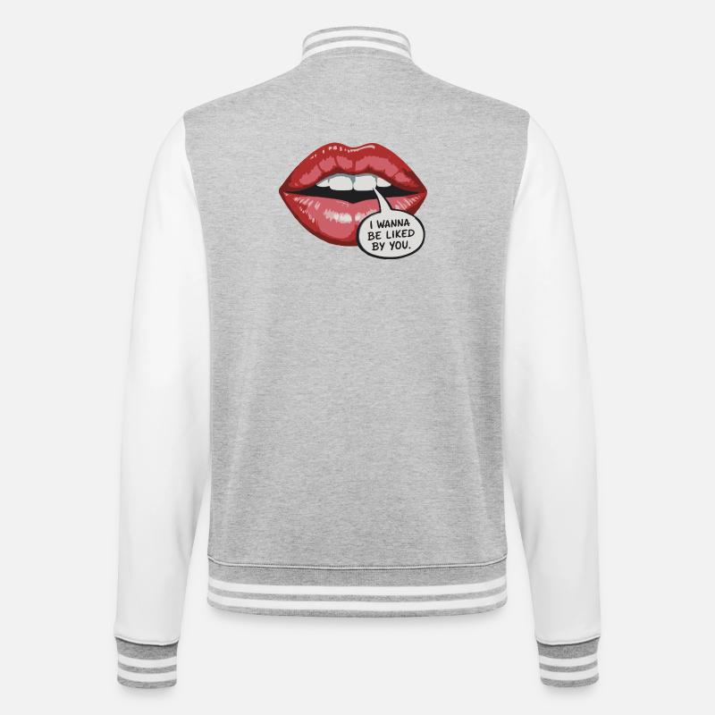 Bold Lip Pop Art : Faites-vous aimer - Veste Teddy - gris chiné / blanc
