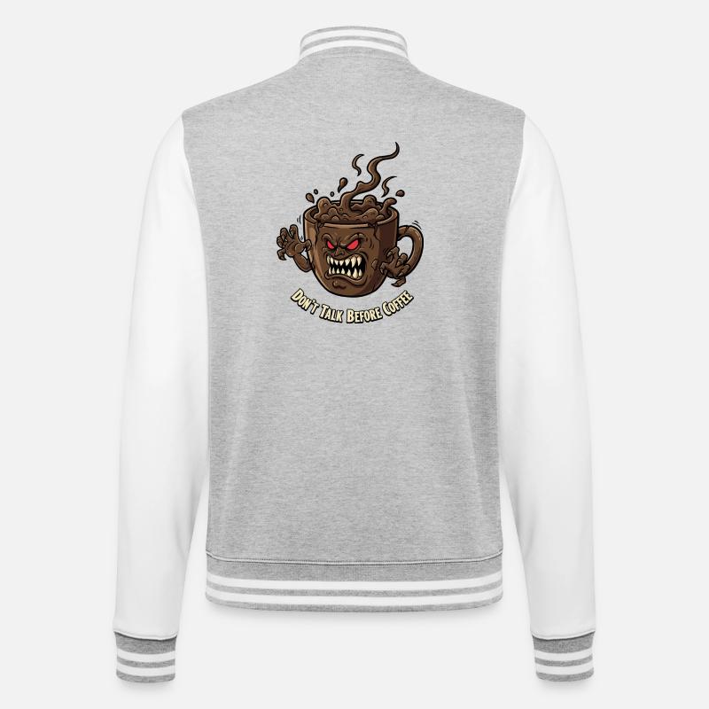 Angry coffee cup before coffee - College Sweat Jacket - heather grey/white