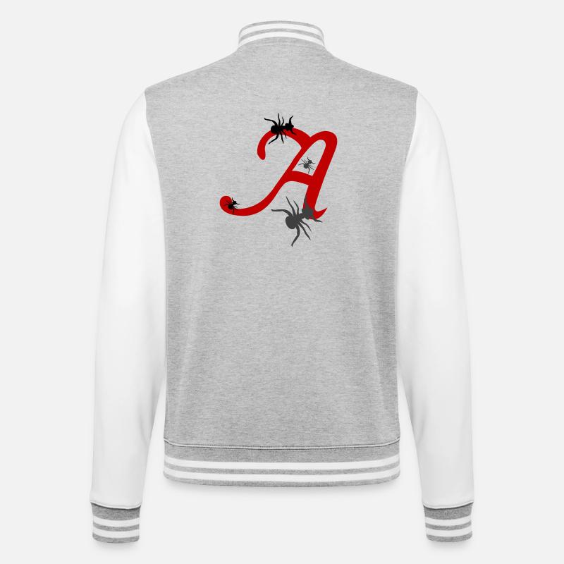 Buchstabe A Initiale - College-Sweatjacke - Grau meliert/Weiß