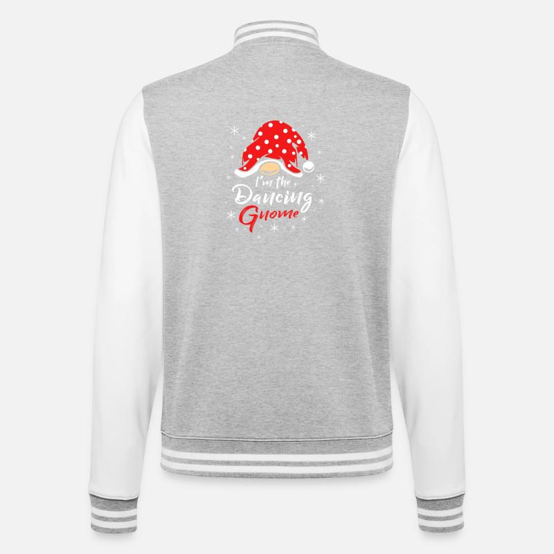 Gnom Tanzen - College-Sweatjacke - Grau meliert/Weiß