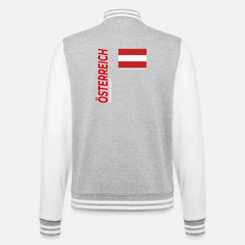 Tannheim - College-Sweatjacke - Grau meliert/Weiß