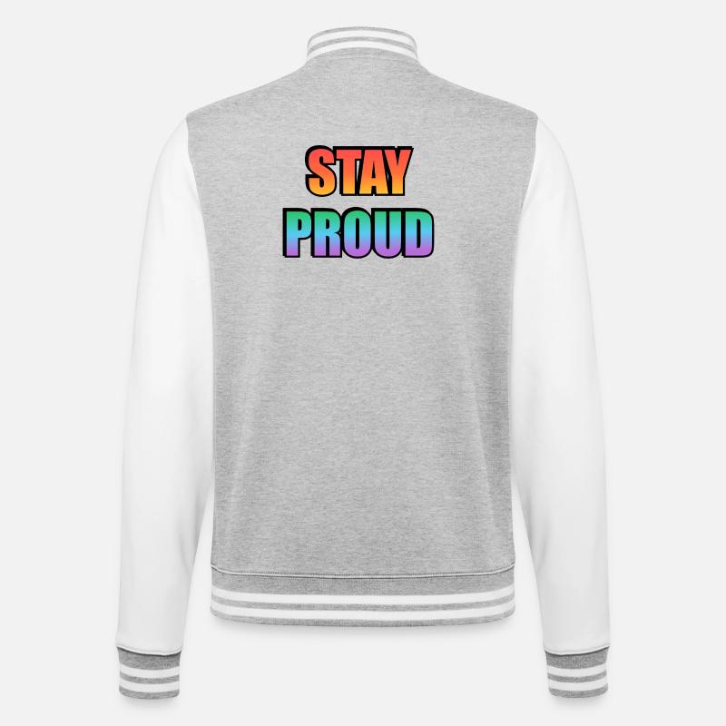 Stay Proud Gradient Text Design - College Sweat Jacket - heather grey/white