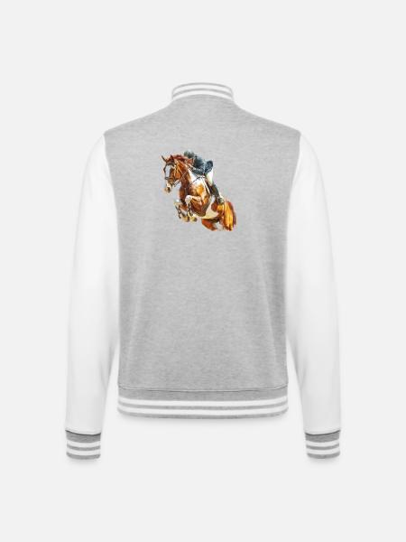 Galloping rider in leap - College Sweat Jacket - heather grey/white