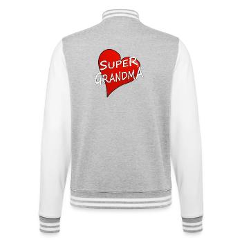 SUPER GRANDMA - College-Sweatjacke - Grau meliert/Weiß - Hinten - Marisol (170cm)
