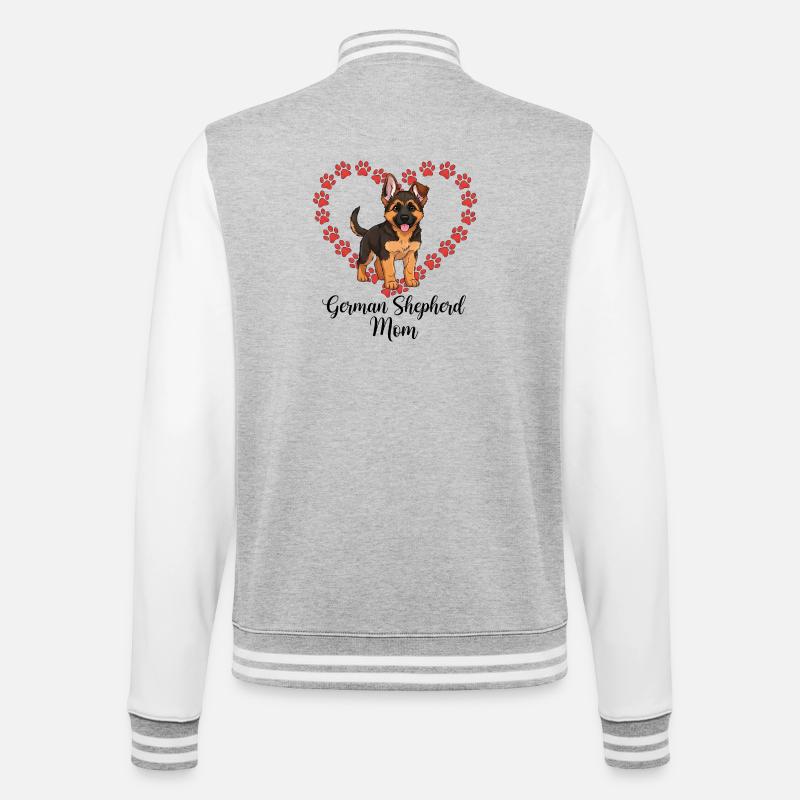 Schäferhund Mama Herz - College-Sweatjacke - Grau meliert/Weiß