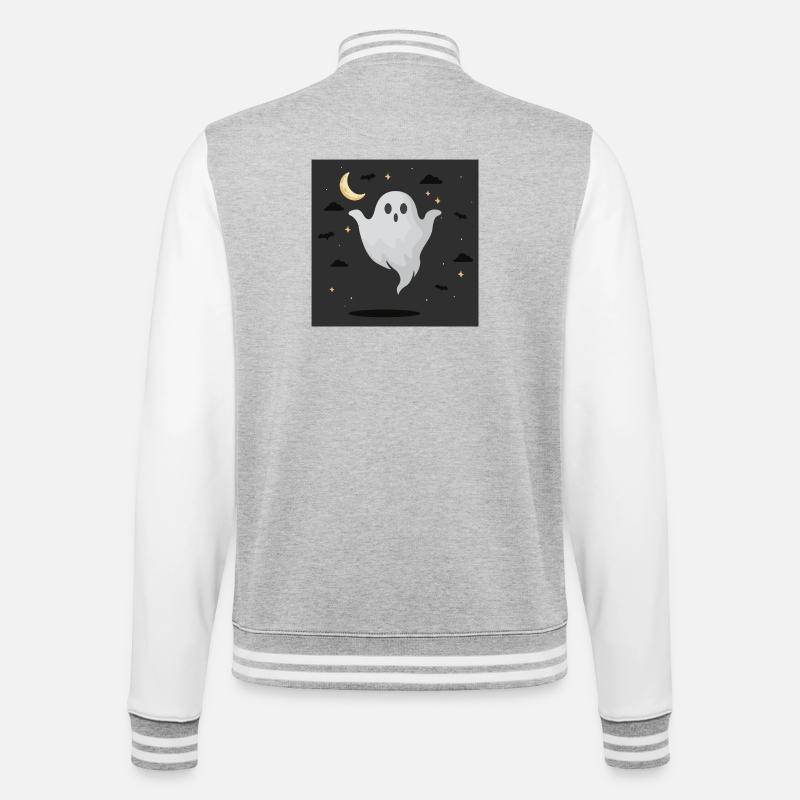 Night Ghost on Dark Background - College Sweat Jacket - heather grey/white