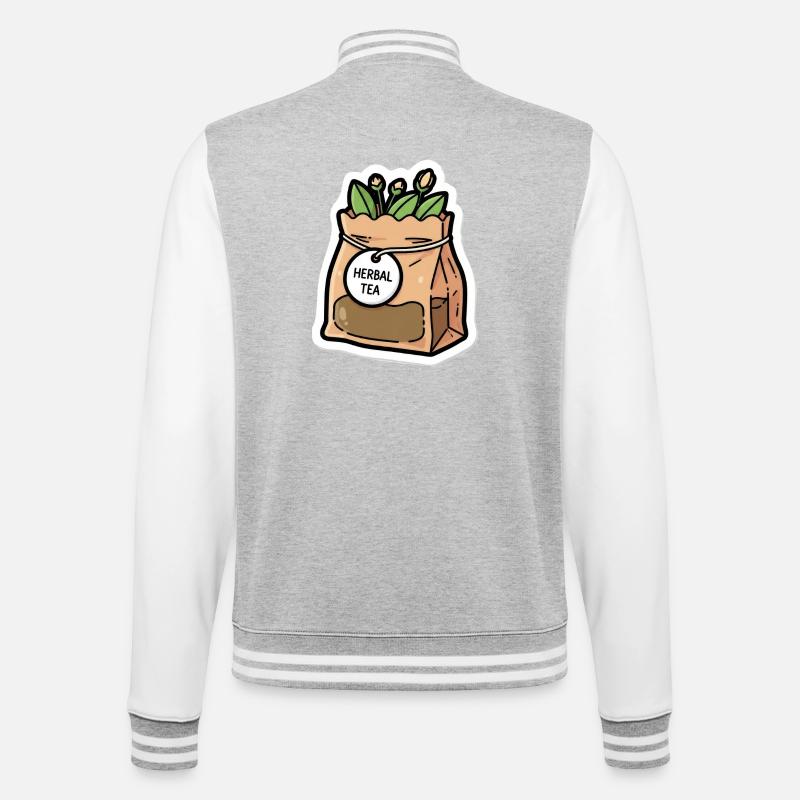 Kräutertee Beutel Pflanzenszene - College-Sweatjacke - Grau meliert/Weiß