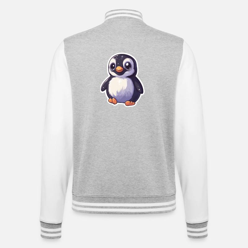 Pinguin - College-Sweatjacke - Grau meliert/Weiß